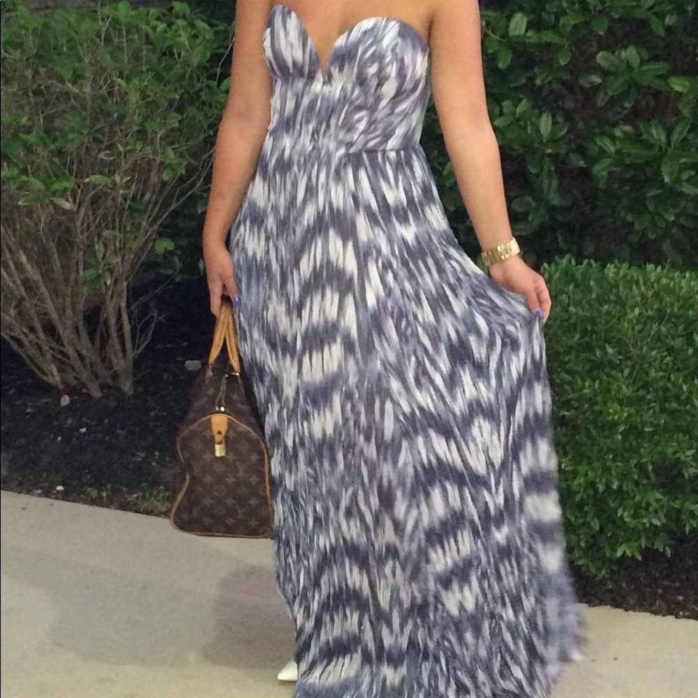 Beautiful blue strapless maxi dress